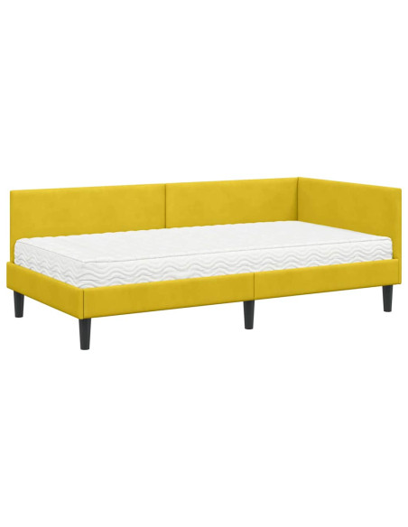 Struttura Letto Angolare con Materasso 2 pcs Giallo Velluto
