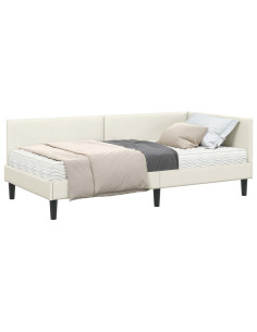 Struttura Letto Angolare con Materasso 2 pcs Crema Velluto 2