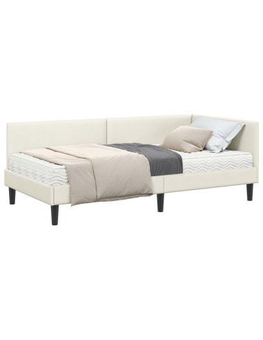 Struttura Letto Angolare con Materasso 2 pcs Crema Velluto