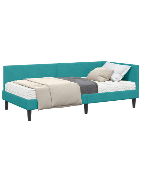 Struttura Letto Angolare con Materasso 2 pcs Turchese Velluto