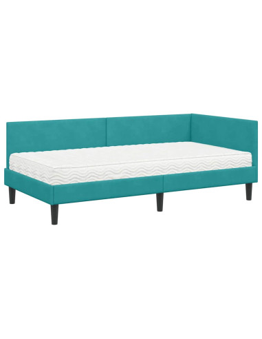 Struttura Letto Angolare con Materasso 2 pcs Turchese Velluto