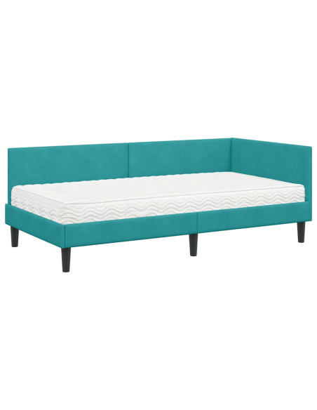 Struttura Letto Angolare con Materasso 2 pcs Turchese Velluto