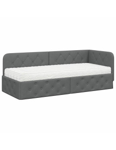 Cornice del letto ad angolo Grigio scuro 80 x 200 cm Tessuto 2