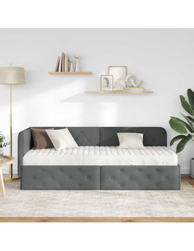 Cornice del letto ad angolo Grigio scuro 80 x 200 cm Tessuto