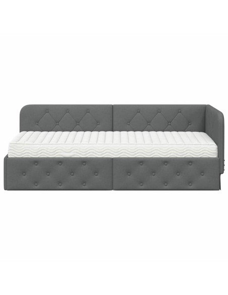 Cornice del letto ad angolo Grigio scuro 80 x 200 cm Tessuto