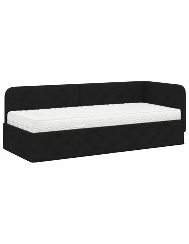 Cornice del letto ad angolo Nero 80 x 200 cm Tessuto