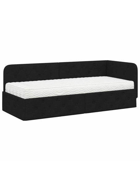 Cornice del letto ad angolo Nero 80 x 200 cm Tessuto