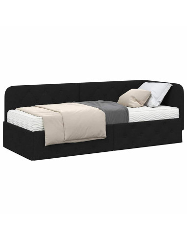 Cornice del letto ad angolo Nero 80 x 200 cm Tessuto