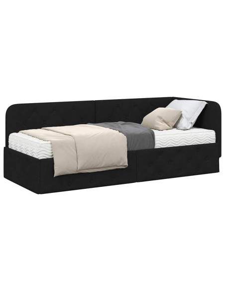 Cornice del letto ad angolo Nero 80 x 200 cm Tessuto