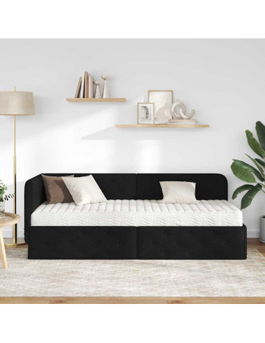 Cornice del letto ad angolo Nero 80 x 200 cm Tessuto