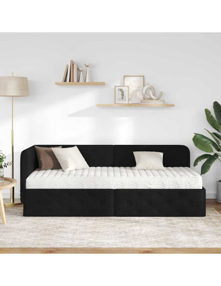 Cornice del letto ad angolo Nero 80 x 200 cm Tessuto