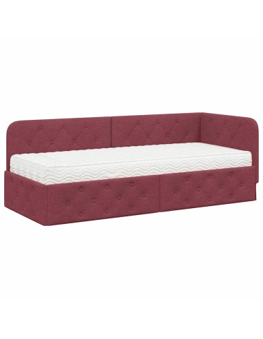 Cornice del letto ad angolo Rosso Vino 80 x 200 cm Tessuto