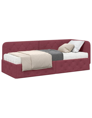 Cornice del letto ad angolo Rosso Vino 80 x 200 cm Tessuto