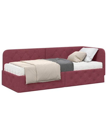 Cornice del letto ad angolo Rosso Vino 80 x 200 cm Tessuto