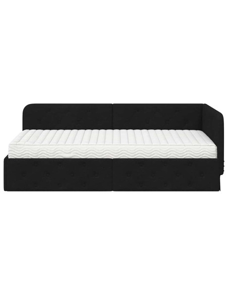 Cornice del letto ad angolo Nero 90 x 200 cm Tessuto