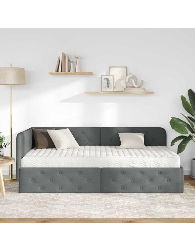 Cornice del letto ad angolo Grigio scuro 100 x 200 cm Tessuto