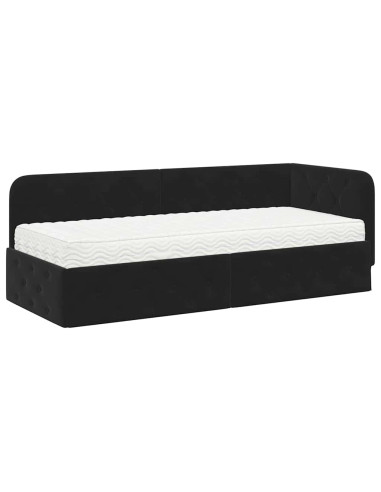 Cornice del letto ad angolo Nero 80 x 200 cm Velluto