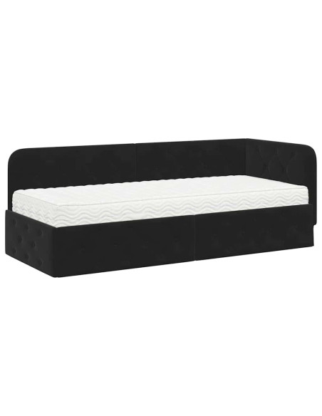 Cornice del letto ad angolo Nero 80 x 200 cm Velluto