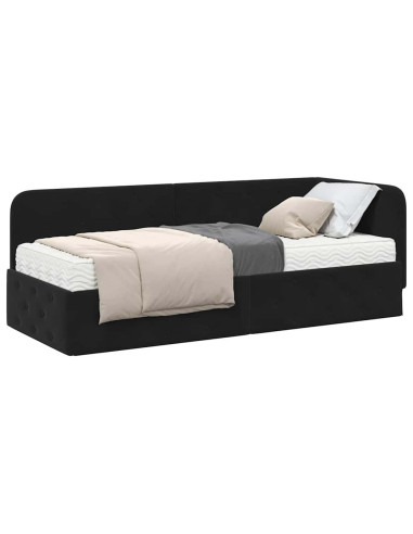 Cornice del letto ad angolo Nero 80 x 200 cm Velluto