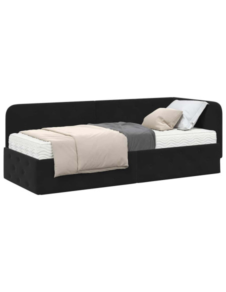 Cornice del letto ad angolo Nero 80 x 200 cm Velluto