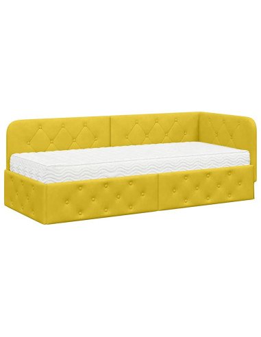 Cornice del letto ad angolo Giallo 80 x 200 cm Velluto