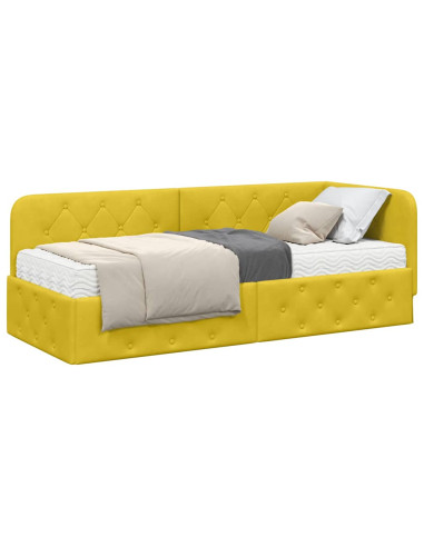 Cornice del letto ad angolo Giallo 80 x 200 cm Velluto