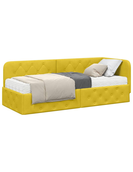 Cornice del letto ad angolo Giallo 80 x 200 cm Velluto