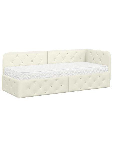 Cornice del letto ad angolo Crema 80 x 200 cm Velluto