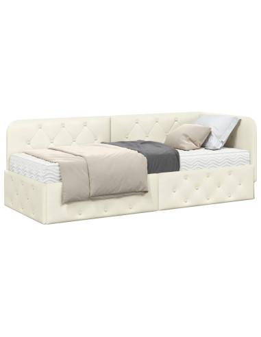 Cornice del letto ad angolo Crema 80 x 200 cm Velluto