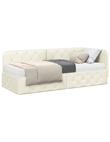 Cornice del letto ad angolo Crema 80 x 200 cm Velluto