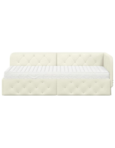 Cornice del letto ad angolo Crema 80 x 200 cm Velluto
