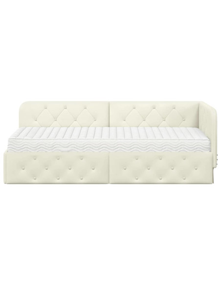 Cornice del letto ad angolo Crema 80 x 200 cm Velluto