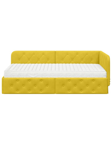 Cornice del letto ad angolo Giallo 90 x 200 cm Velluto