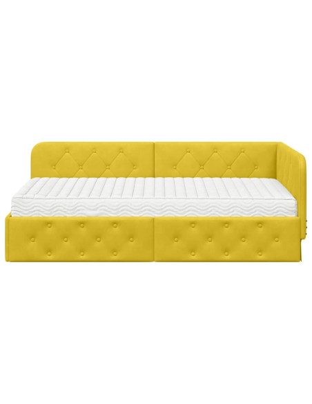 Cornice del letto ad angolo Giallo 90 x 200 cm Velluto
