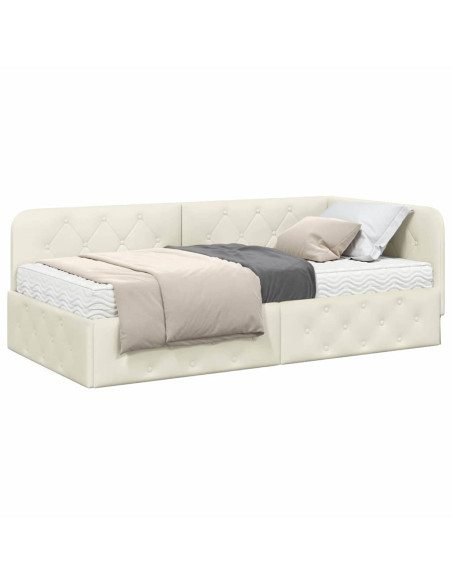 Cornice del letto ad angolo Crema 90 x 200 cm Velluto