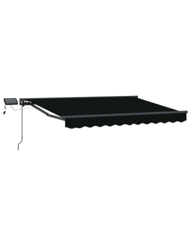 Cornice per Tenda Manuale con LED Nero 3,5 x 2,5 m