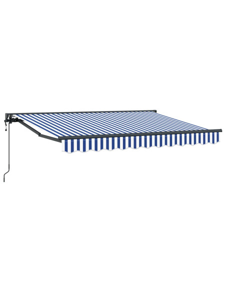 Tettuccio Elettrico Retrattile Blu e Bianco 3,5 x 2 m