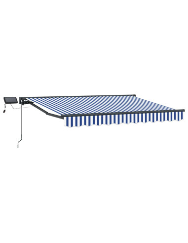 Cornice per Tenda Manuale con LED Blu e Bianco 3,5 x 2 m