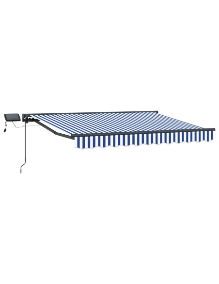 Cornice per Tenda Manuale con LED Blu e Bianco 3,5 x 2 m