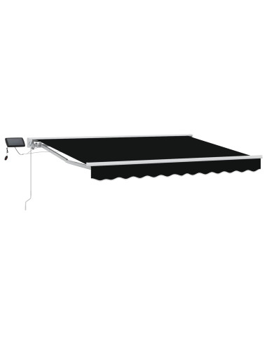 Cornice per Tenda Manuale con LED Nero 3,5 x 2,5 m