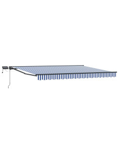Cornice per Tenda Manuale con LED Blu e Bianco 5 × 3,5 m