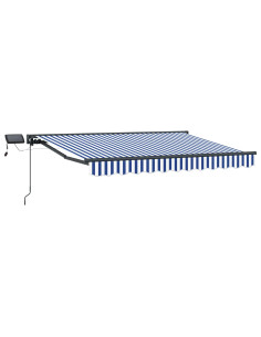 Cornice per Tenda Manuale con LED Blu e Bianco 3,5 x 2,5 m