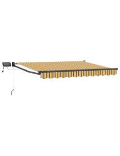 Tenda retrattile manuale con LED Giallo e Grigio 3 x 2,5 m