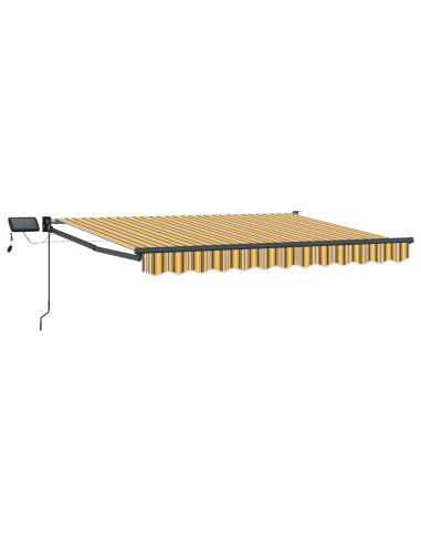 Tenda retrattile manuale con LED Giallo e Grigio 3 x 2,5 m