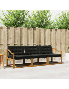 Set di divani da esterno con cuscino 3 pcs Naturale e Nero