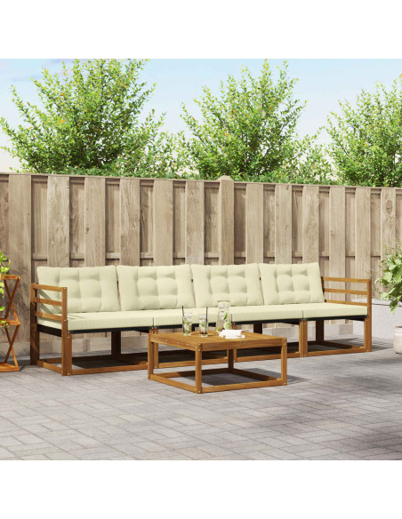 Set di divani da esterno con cuscino 5 pcs Naturale e Crema