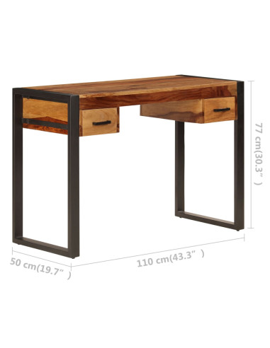Scrivania con 2 Cassetti 110x50x77cm Legno Massello di Sheesham