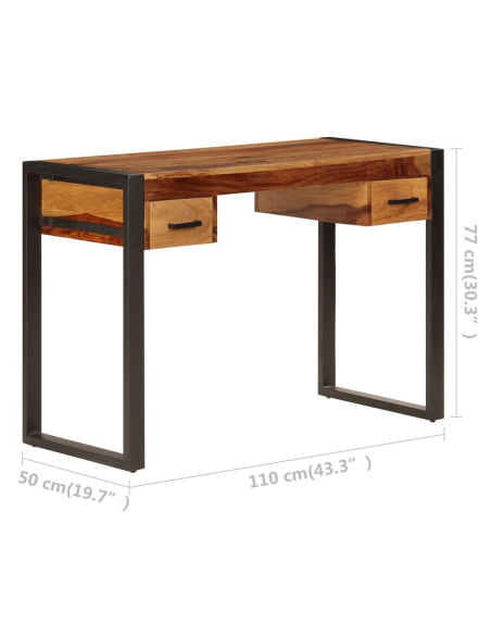 Scrivania con 2 Cassetti 110x50x77cm Legno Massello di Sheesham