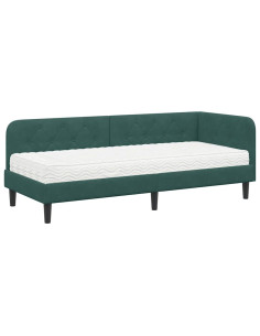 Cornice del letto ad angolo Verde Scuro 80 x 200 cm Velluto 2