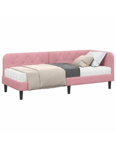 Cornice del letto ad angolo Rosa 80 x 200 cm Velluto